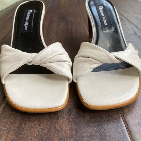 Etienne Aigner Slide Heeled Leather Sandals - Picture 6 of 11